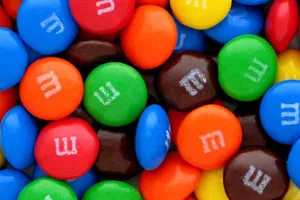 A pile of colorful M&M's
